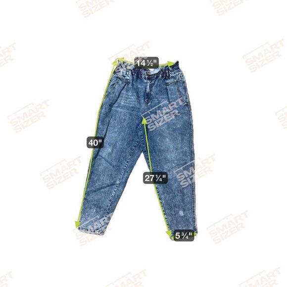 Vintage America High Waist Paperbag Mom Jeans 14 Relaxed Elastic Waist Blue Pant - Picture 4 of 4